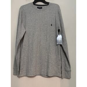 Polo Ralph Lauren Waffle Knit Long Sleeve Sleep shirt Crew Neck Gray Medium NWT